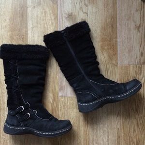 DENVER HAYES Suede "ELLEN" Women’s Black Winter Boot with Faux Fur Lining, 7.5